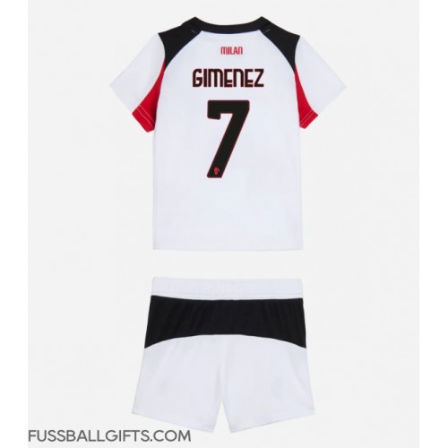 AC Milan Santiago Gimenez #7 Fußballbekleidung Auswärtstrikot Kinder 2025-26 Kurzarm (+ kurze hosen)